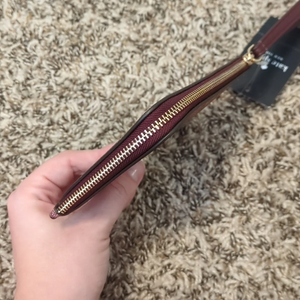 Kate Spade Lucy small floral grenache Spade logo zip wristlet wallet - Picture 8 of 11